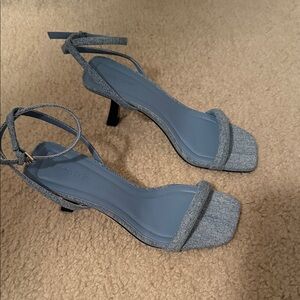 Stylish Denim Blue Heels with Ankle Strap